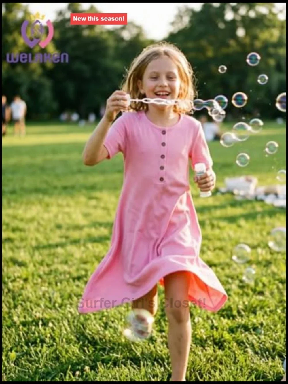 Girls Flowy Swing A-Line Dress, Soft Knit Short Sleeve Casual Summer Dress with
